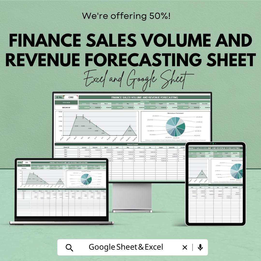 Finance Sales Volume and Revenue Forecasting Template - Google Sheets - Business Forecasting & Financial Planning - Accurate Sales