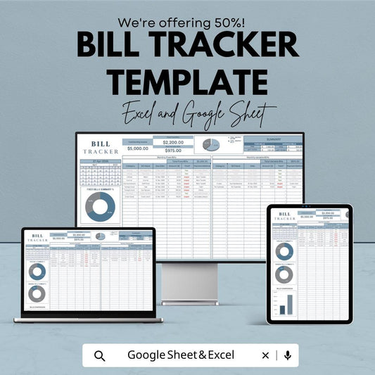 Bill Tracker Template | Monthly Bill Organizer Spreadsheet | Expense Tracker Excel & Google Sheets | Bill Payment Planner | Budget Tracker