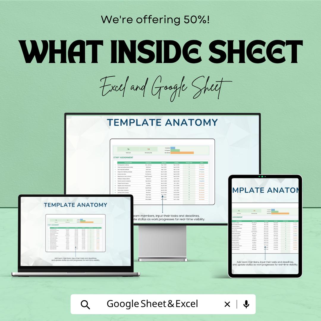 Staff Assignment Template | Employee Task Tracker | Work Assignment Planner | Team Task Management Spreadsheet