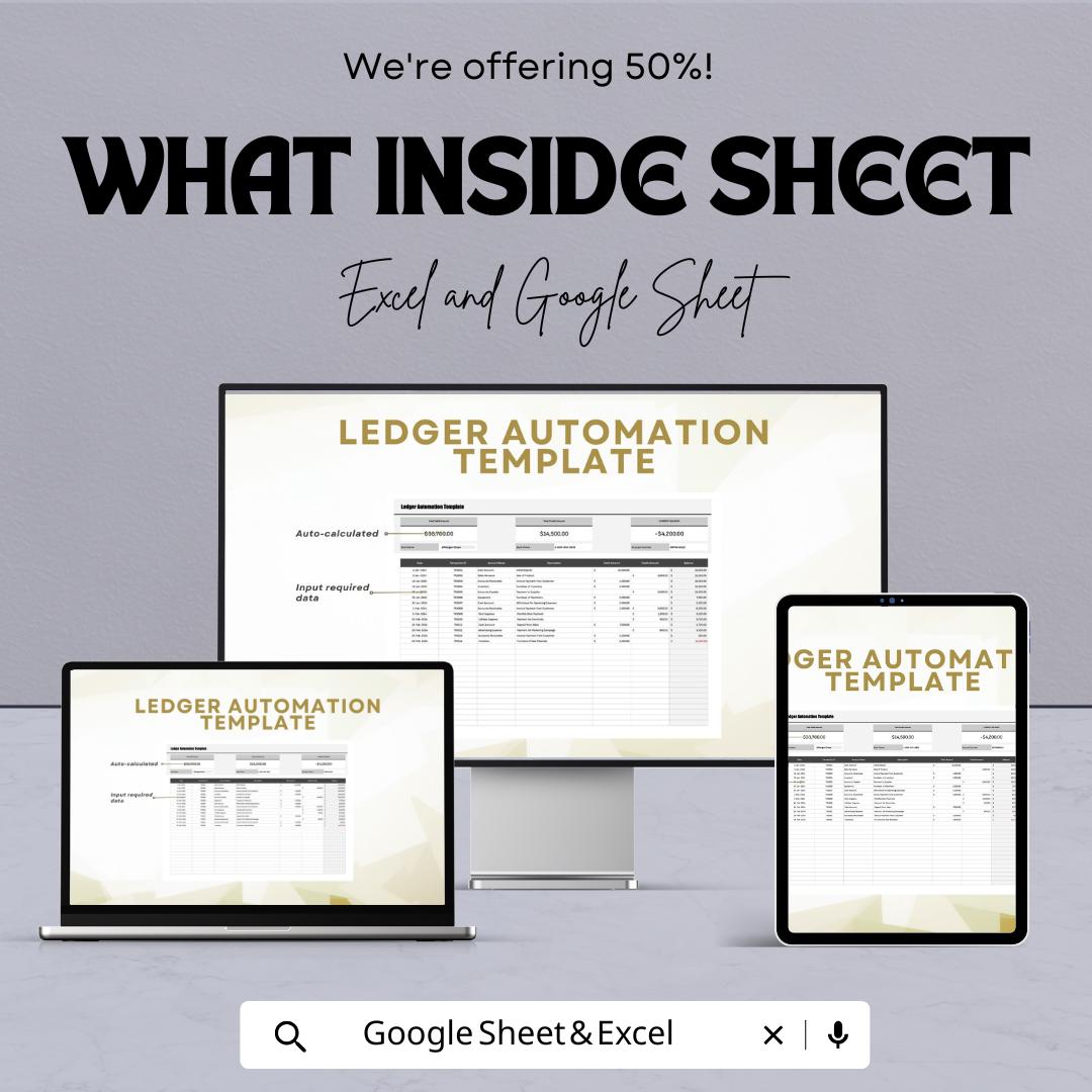 Ledger Automation Template | Automated Accounting Spreadsheet | Business Finance Tracker | Transaction Log Template