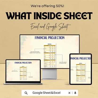 Financial Projection Template | Business Financial Plan Spreadsheet | Excel and Google Sheets Forecast Tool | Budget Planner Template