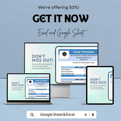 Total Cost of Ownership ROI Template | ROI Analysis Spreadsheet | Cost Breakdown & Investment Evaluation Tool
