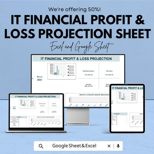 IT Financial Profit & Loss Projection Sheet | Google Sheets  | Track Revenue  Expenses | Monthly Financial Projections | Instant Download