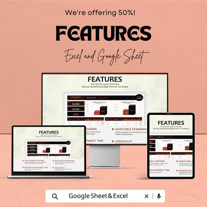 Startup Marketing Budget Planner Sheet – Excel and Google Sheets | Marketing Budget Tracker | Expense Management & Financial Planning