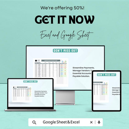 Administration Accounts Payable Template | Excel & Google Sheets | Invoice Tracking Spreadsheet | Vendor Management | Payment Schedule
