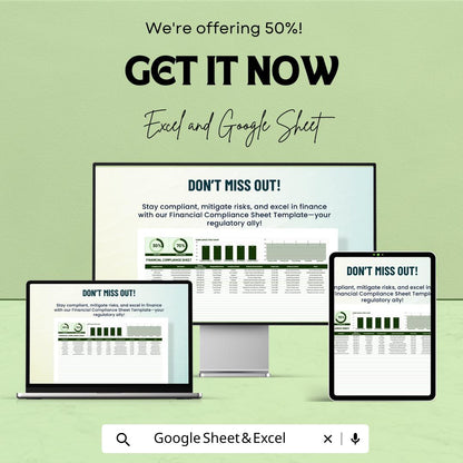 Financial Compliance Sheet Template | Excel & Google Sheets | Regulatory Checklist, Audit Trail, Deadline Tracker, Compliance Tracker