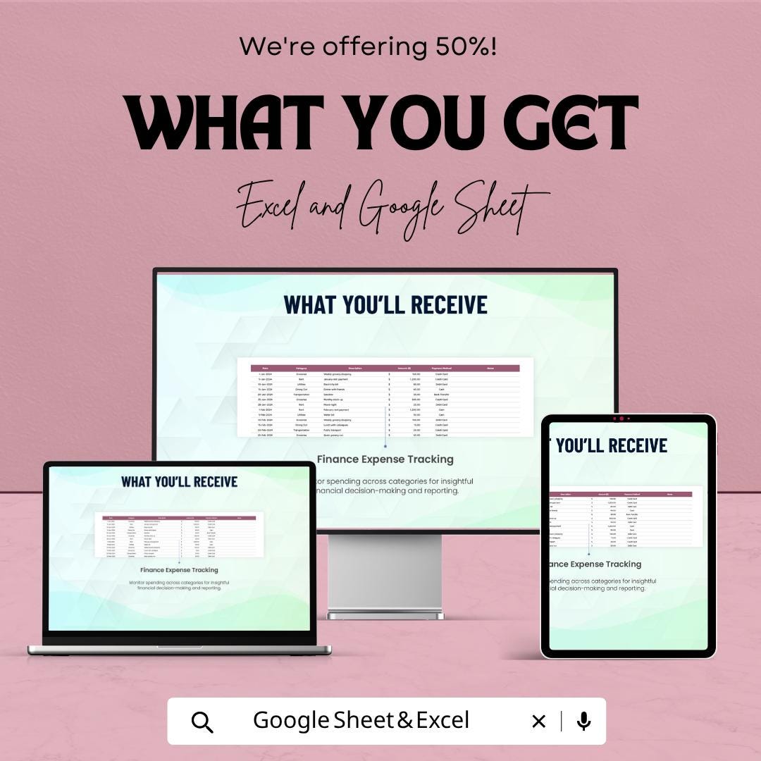 Finance Expense Analysis Template | Expense Tracker Spreadsheet | Financial Reporting Template | Budget Analysis Dashboard