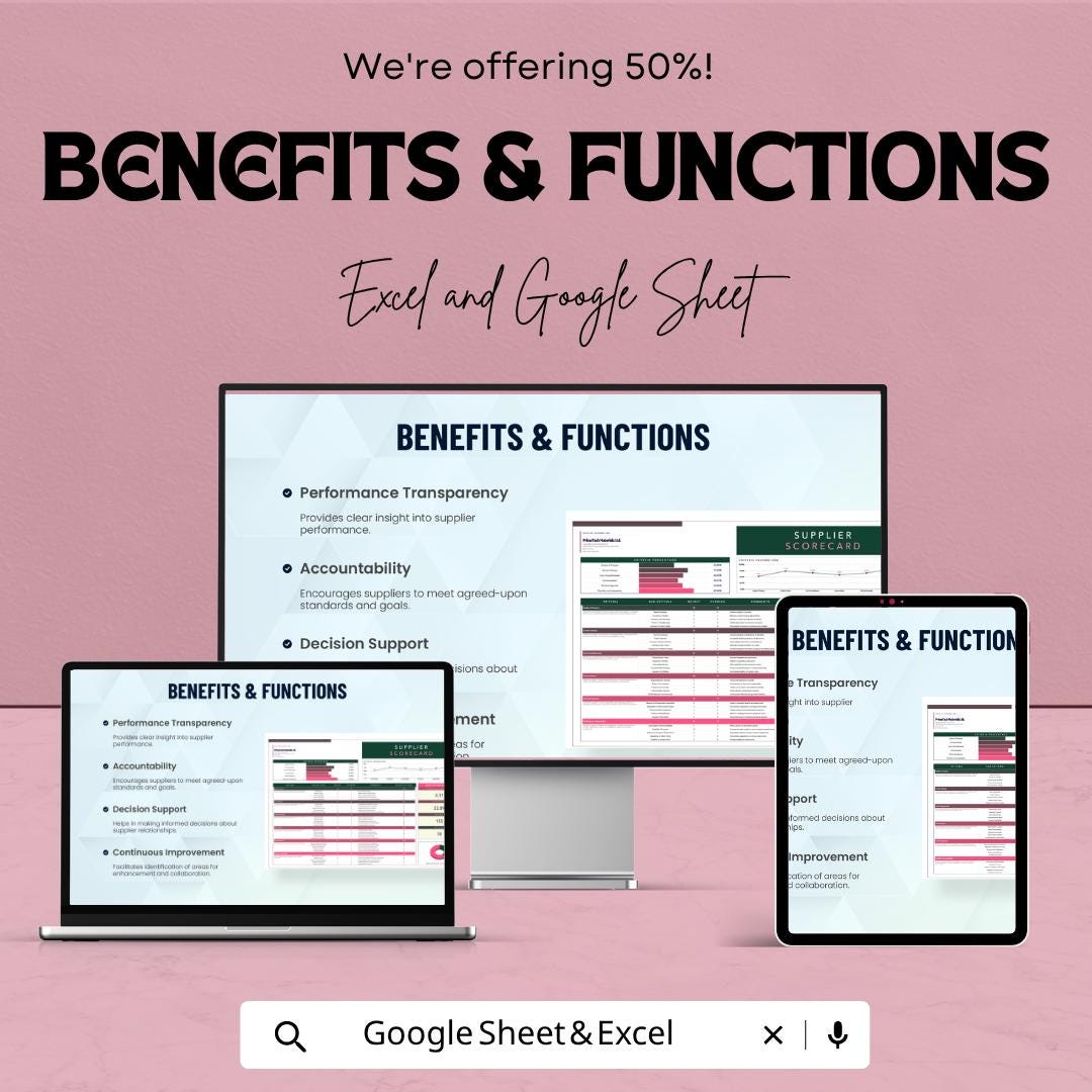 Supplier Scorecard Template | Vendor Performance Tracker Excel | Supplier Evaluation Spreadsheet | KPI Scorecard Dashboard