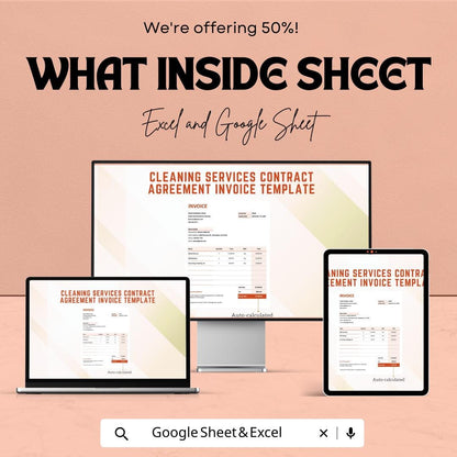 Cleaning Services Contract Agreement Invoice Template | Cleaning Business Invoice | Service Contract Form | Printable Invoice Template
