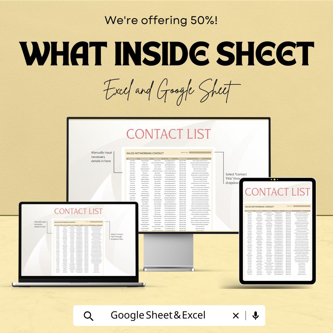 Sales Contact List & CRM Tracker | Excel & Sheets