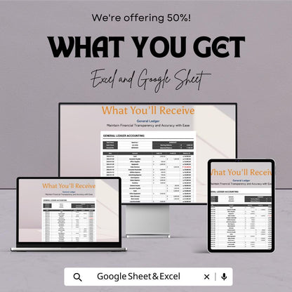 General Ledger Accounting Template | Excel & Google Sheets | Ledger Book Spreadsheet | Debit Credit Tracker | Bookkeeping Template