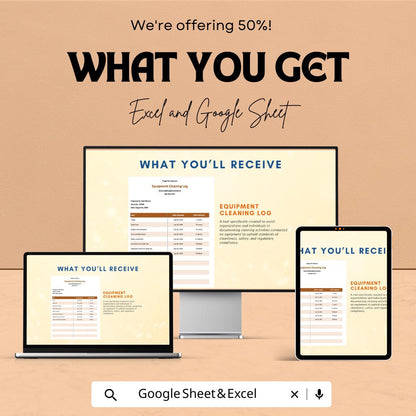 Equipment Cleaning Log Template | Google Sheets & Excel | Cleaning Schedule | Maintenance Tracker | Digital Logbook