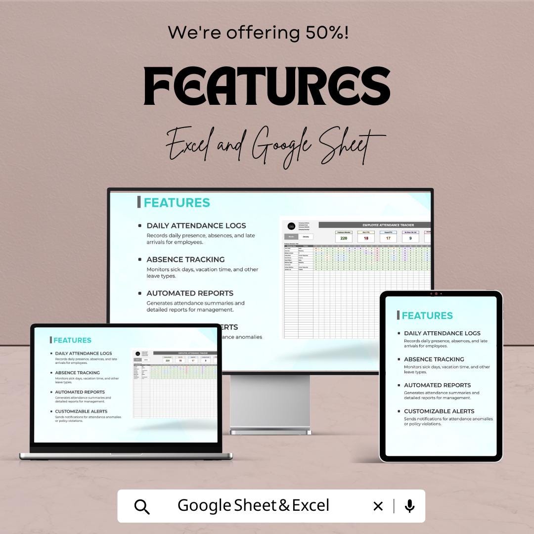 Startup Employee Attendance Tracker Template | Employee Attendance Sheet | HR Attendance Tracker | Excel & Google Sheets