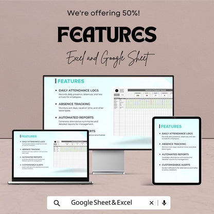 Startup Employee Attendance Tracker Template | Employee Attendance Sheet | HR Attendance Tracker | Excel & Google Sheets