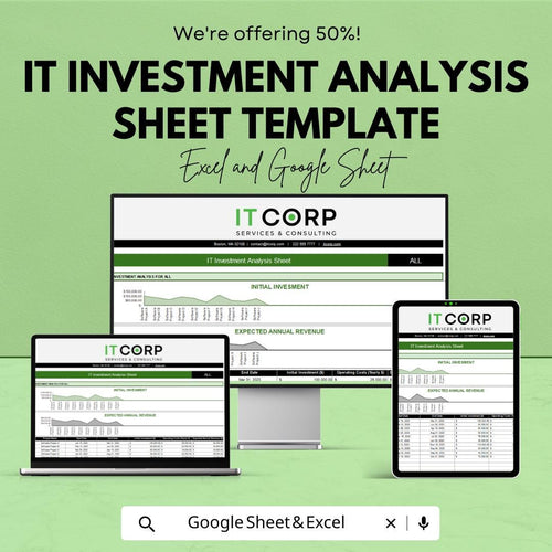 IT Investment Analysis Sheet Template | IT Project Roi Spreadsheet | Excel and Google Sheets | IT Cost Revenue Analysis Tool
