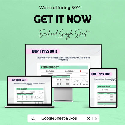 Zero-Based Budget Template | Google Sheets | Personal Finance Budgeting | Expense Tracker | Financial Planner | Customizable Budgeting