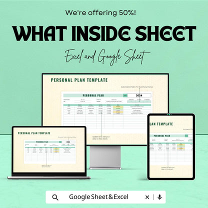 Personal Plan Template | Daily and Life Organizer | Editable Productivity Tracker | Digital Planning Sheet