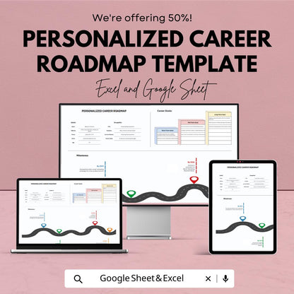 Personalized Career Roadmap Template | Career Planning Worksheet | Professional Goal Planner | Career Development Tracker