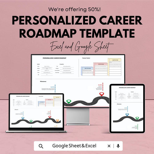 Personalized Career Roadmap Template | Career Planning Worksheet | Professional Goal Planner | Career Development Tracker