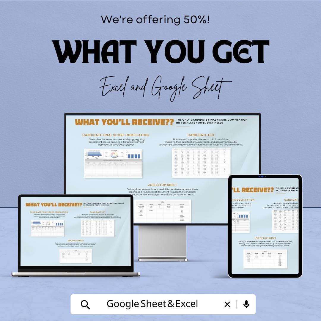 Candidate Final Score Compilation HR Template | Hiring Evaluation Spreadsheet | Candidate Scoring Dashboard | Excel & Google Sheets HR Tool