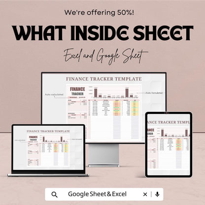 Finance Tracker Template | Budget Planner Spreadsheet | Income and Expense Tracker | Monthly Budget Planner | Personal Finance Organizer