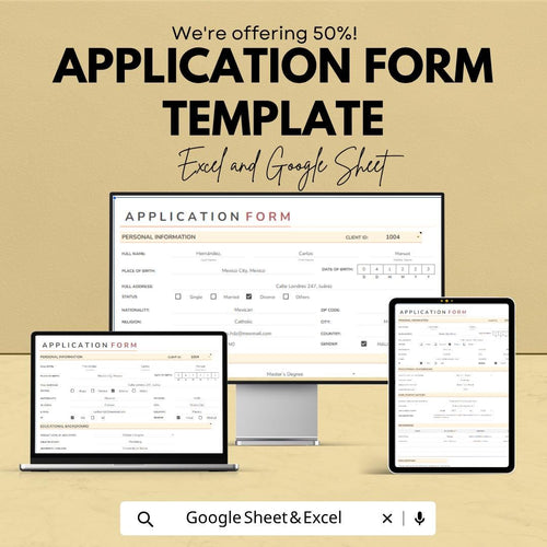 Application Form Template | Job Application Spreadsheet | Employee Recruitment Form | Excel & Google Sheets Application Tracker |