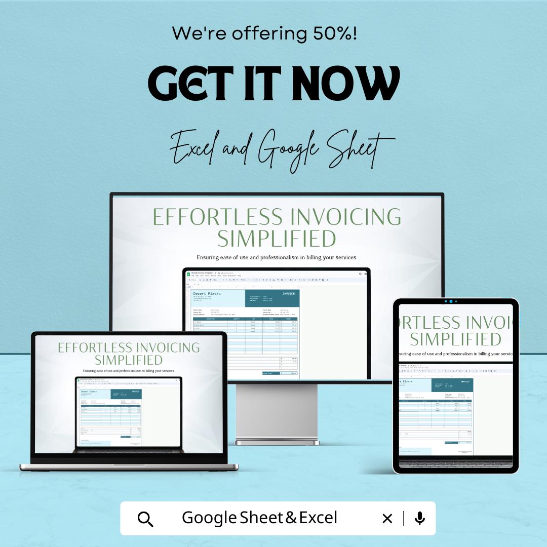 Simple Invoice Sheet | Excel & Google Sheets Template for Effortless Invoicing