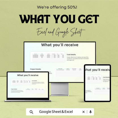 Project Cost Report Template | Budget Tracking Spreadsheet | Expense Management Report | Financial Analysis Dashboard |