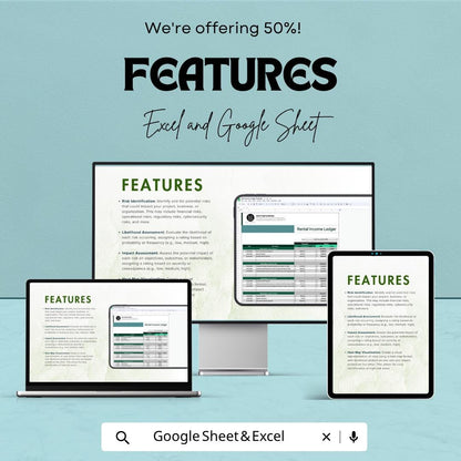 Rent Income Ledger Template | Rental Income Tracker Spreadsheet | Landlord Accounting Sheet | Excel & Google Sheets | Property Income