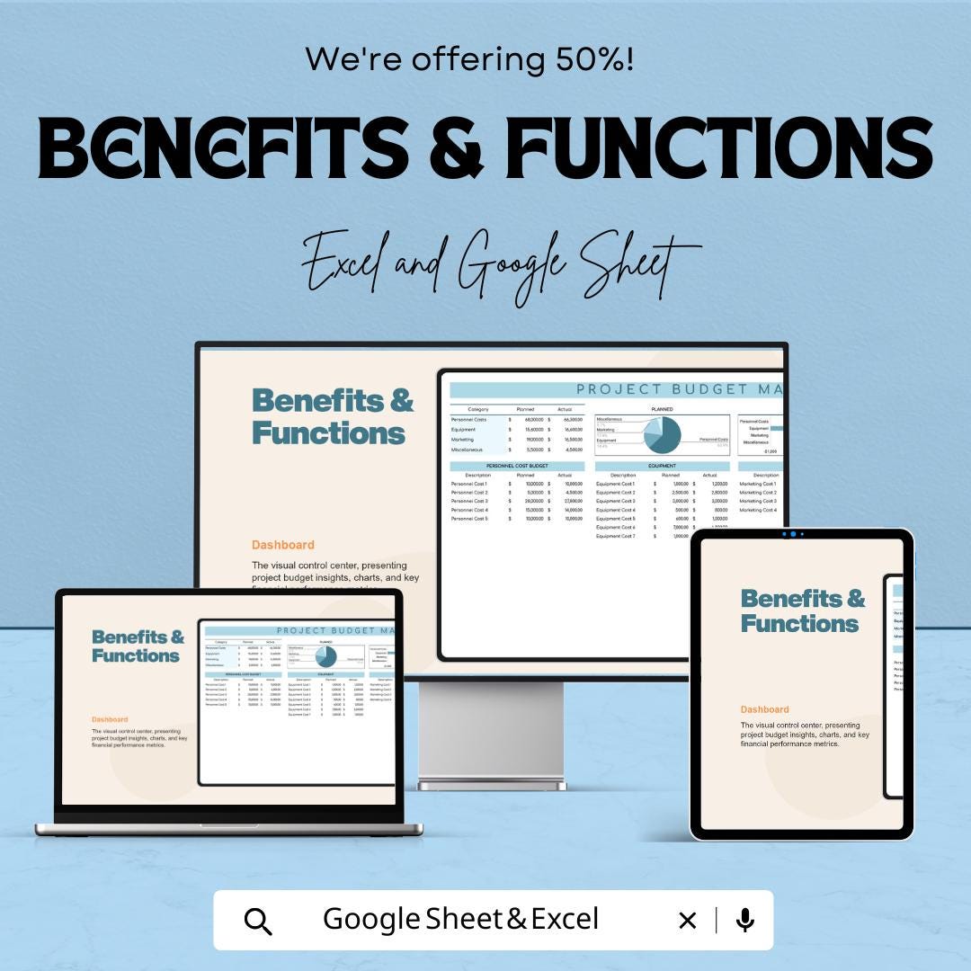 Project Budget Management Template | Project Budget Tracker Spreadsheet | Project Cost Management | Excel Google Sheets Budget Dashboard