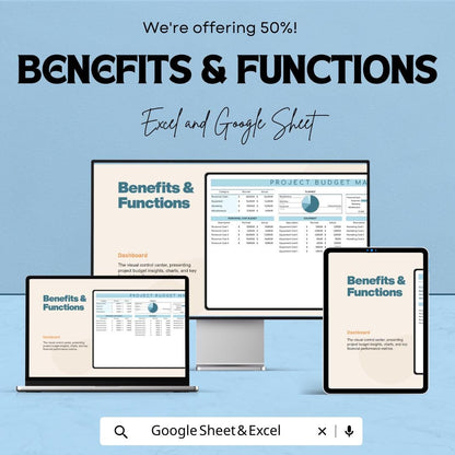 Project Budget Management Template | Project Budget Tracker Spreadsheet | Project Cost Management | Excel Google Sheets Budget Dashboard