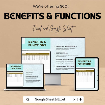 Advertising Campaign Expense Detail Log Template, Marketing Expense Tracker Excel, Ad Budget Spreadsheet,  Campaign Cost Tracker