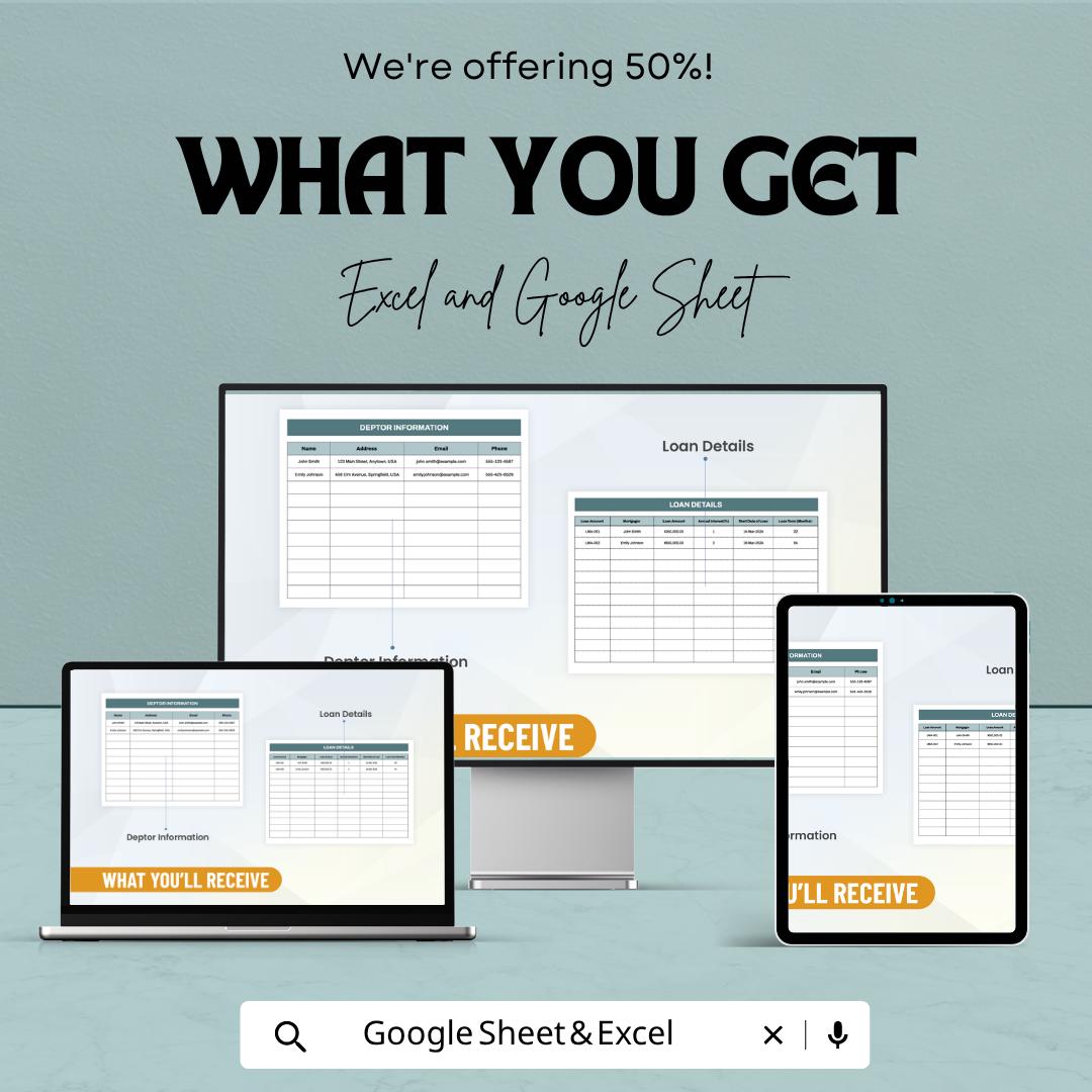 Monthly Amortization Schedule Template | Loan Payment Spreadsheet | Loan Amortization Calculator | Monthly Payment Tracker