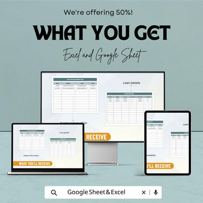 Monthly Amortization Schedule Template | Loan Payment Spreadsheet | Loan Amortization Calculator | Monthly Payment Tracker