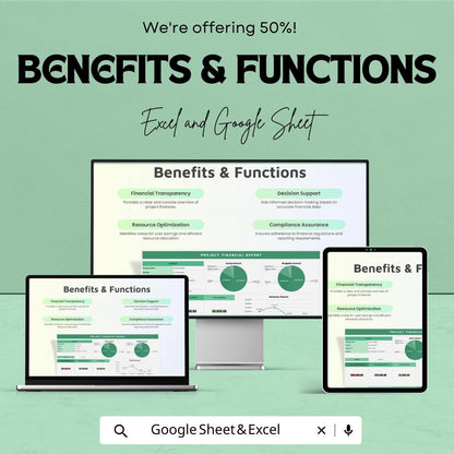 Project Financial Report Sheet for Budget Tracking and Expense Management | Excel and Google Sheets | Financial Dashboard Template