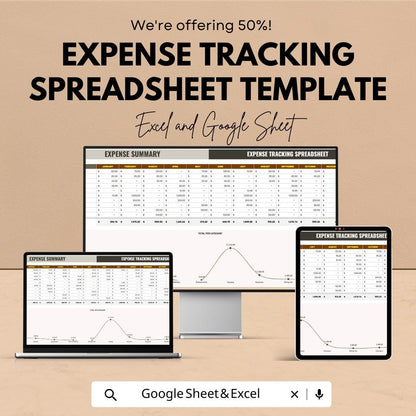 Expense Tracking Spreadsheet Template | Monthly Budget Planner | Excel & Google Sheets Finance Tracker