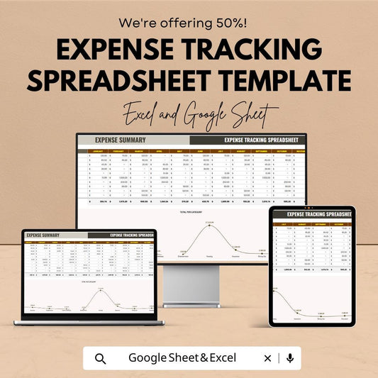 Expense Tracking Spreadsheet Template | Monthly Budget Planner | Excel & Google Sheets Finance Tracker