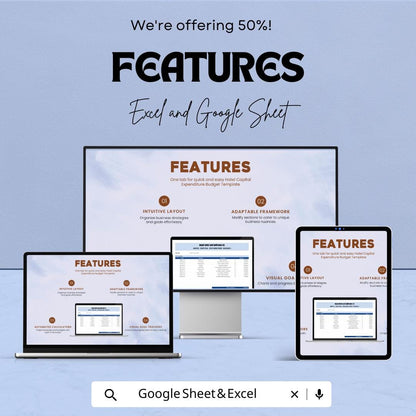 Hotel Capital Expenditure Budget Sheet – Excel and Google Sheets – Manage Hotel Investments & Expenses Efficiently – 50% OFF