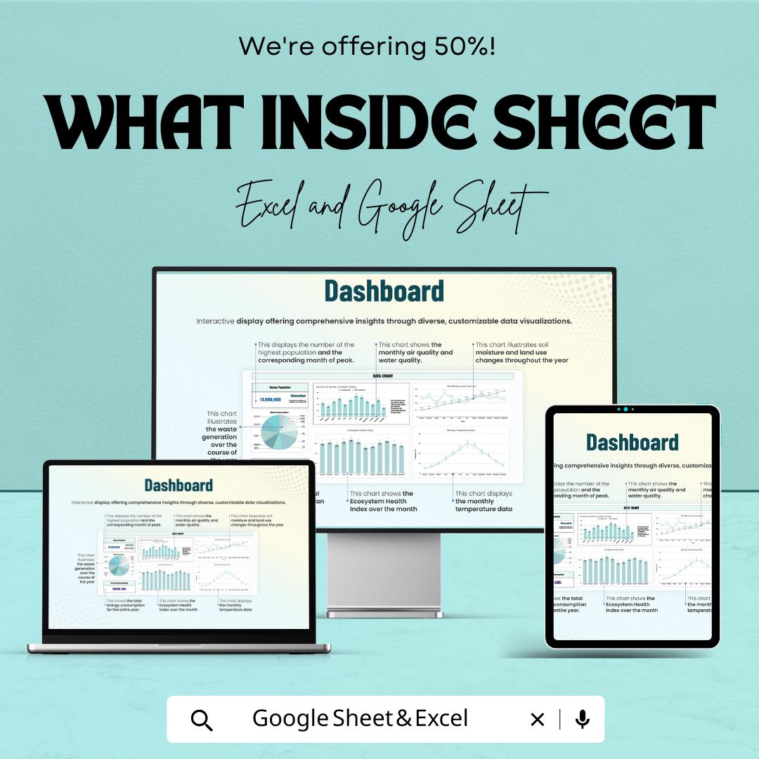 Data Chart Sheet for Excel & Google Sheets | Dynamic Dashboard | KPI Charts | Editable Spreadsheet | Data Visualization Template