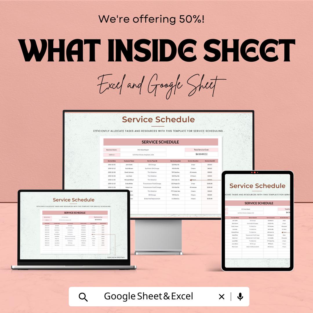 Service Schedule Template | Business Service Log | Editable Maintenance Tracker | Appointment Schedule | Digital Download