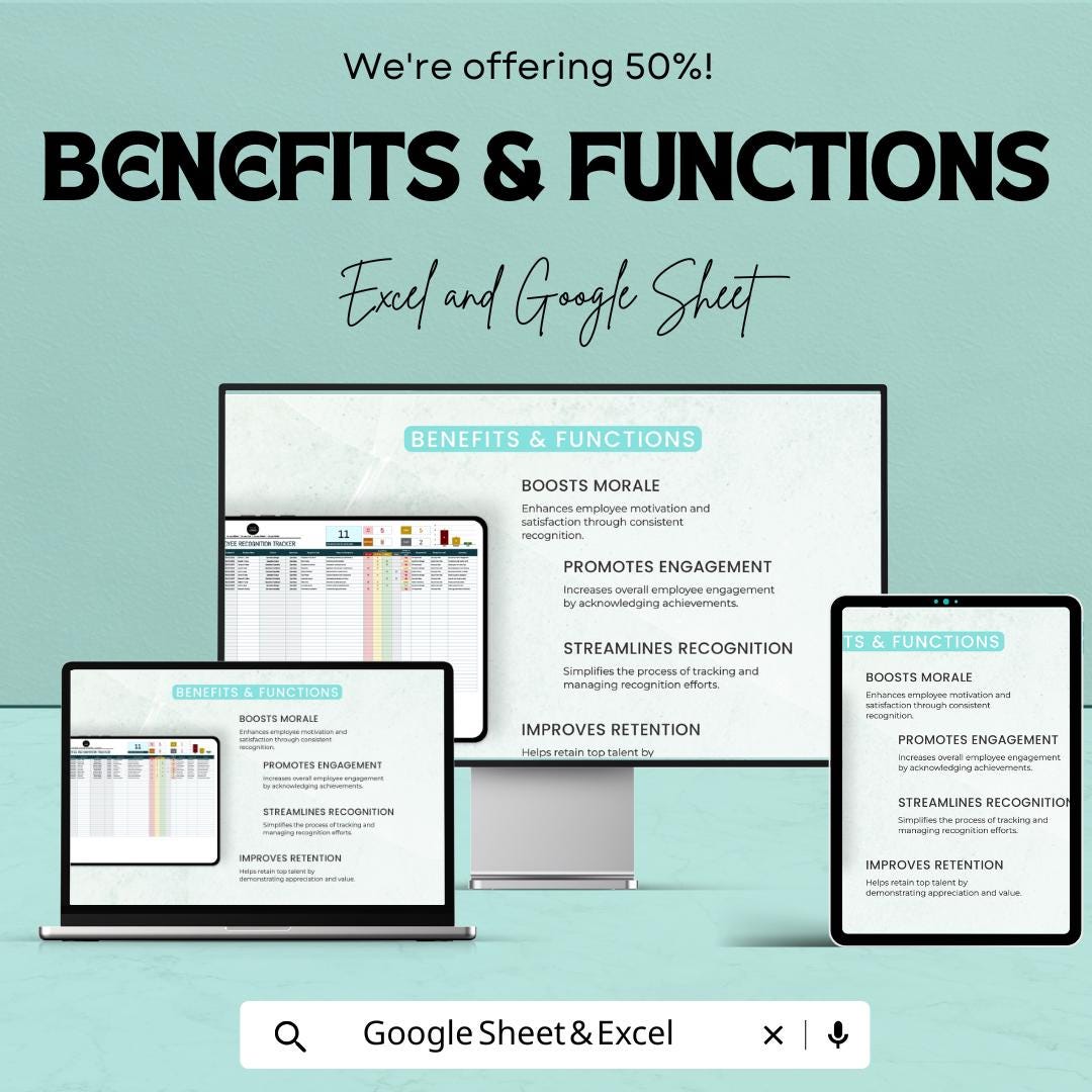 Employee Recognition Tracker Template | Operations Performance Log | Staff Appreciation Tracker | Excel & Google Sheets