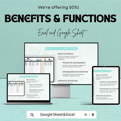 Employee Recognition Tracker Template | Operations Performance Log | Staff Appreciation Tracker | Excel & Google Sheets