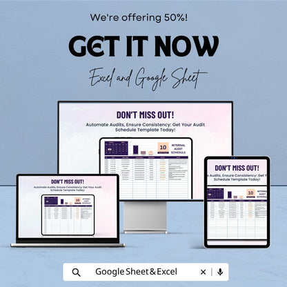 Automated Audit Tracker | Internal Audit Schedule Template | Compliance Dashboard | Audit Planner Spreadsheet