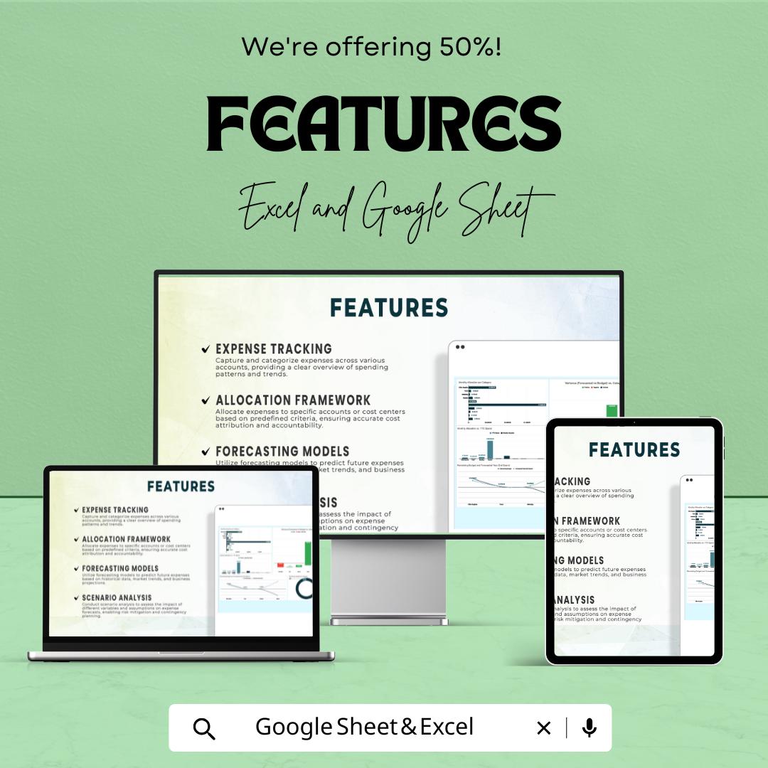 Account Expense Allocation and Forecasting Sheet – Budgeting & Expense Tracker – Excel and Google Sheet – Financial Forecasting Tool