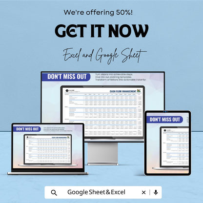 Cash Flow Management Sheet | Excel & Google Sheet | Budgeting Template for Financial Planning | 50% Off | Instant Download