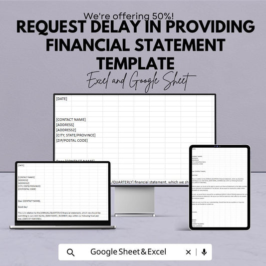 Request Delay in Providing Financial Statement Template | Editable Letter Format | Excel & Google Sheet Business Document