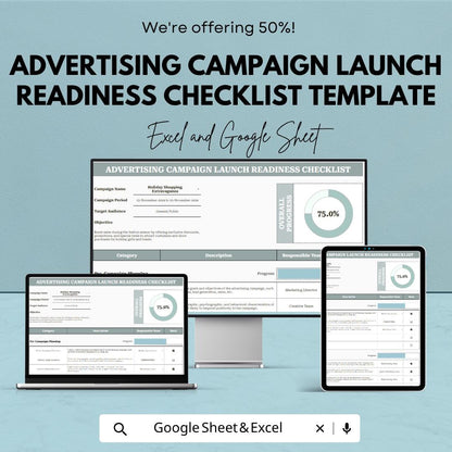 Advertising Campaign Launch Checklist Template | Marketing Campaign Planner | Launch Readiness Tracker