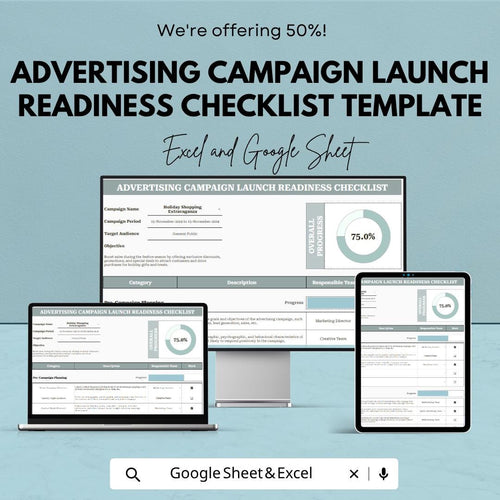 Advertising Campaign Launch Checklist Template | Marketing Campaign Planner | Launch Readiness Tracker