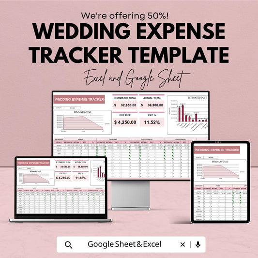 Wedding Expense Tracker Template | Wedding Budget Planner Excel | Bridal Budget Spreadsheet |  Editable Wedding Budget