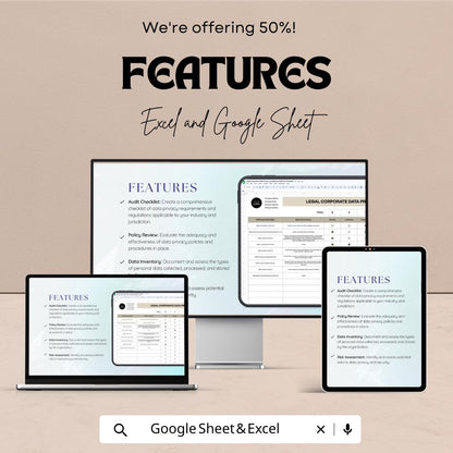 Legal Corporate Data Privacy Compliance Audit Tool Template | GDPR Privacy Audit Checklist | Compliance Tracker Spreadsheet